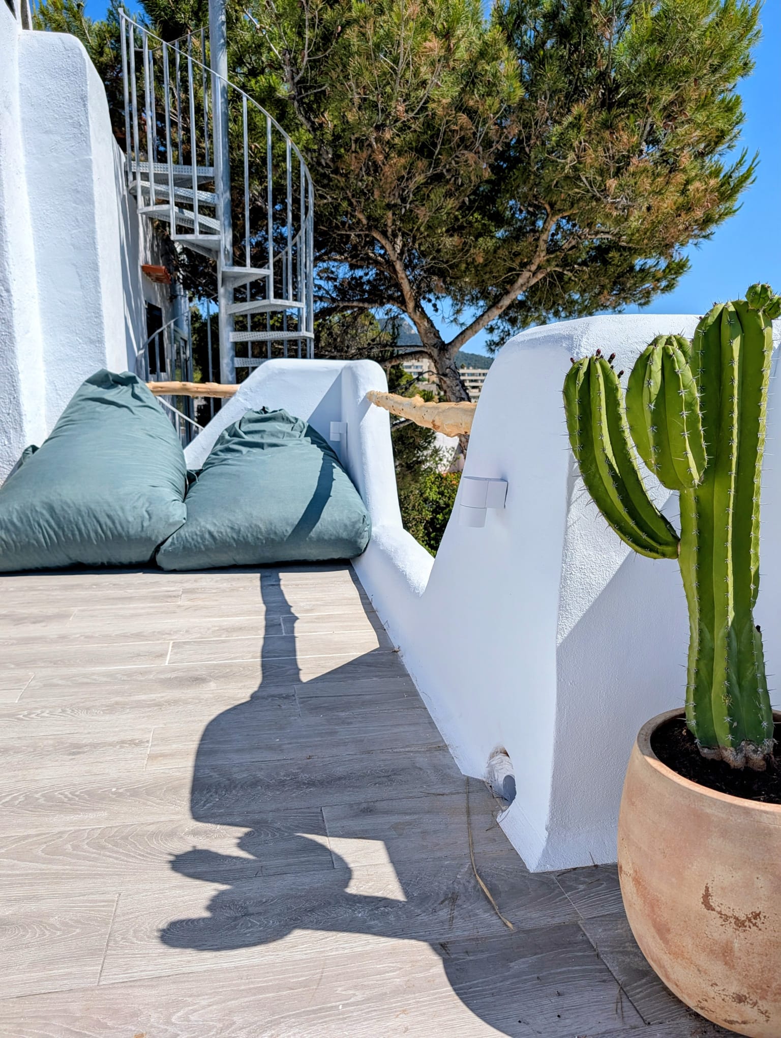 Boho Chic Sea View Apartment with Private Rooftop in Cala Vadella for Summer Rent