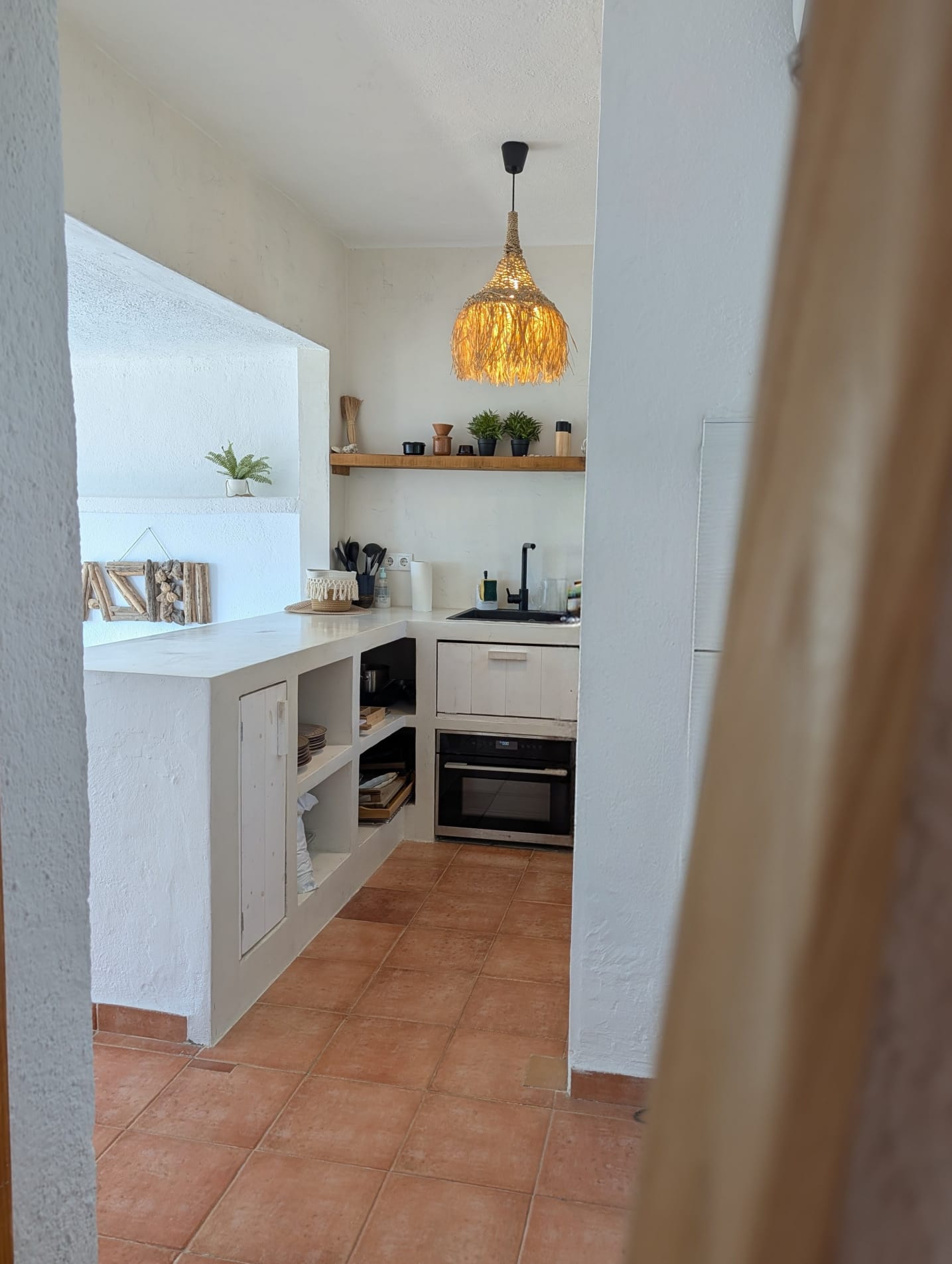 Boho Chic Sea View Apartment with Private Rooftop in Cala Vadella for Summer Rent