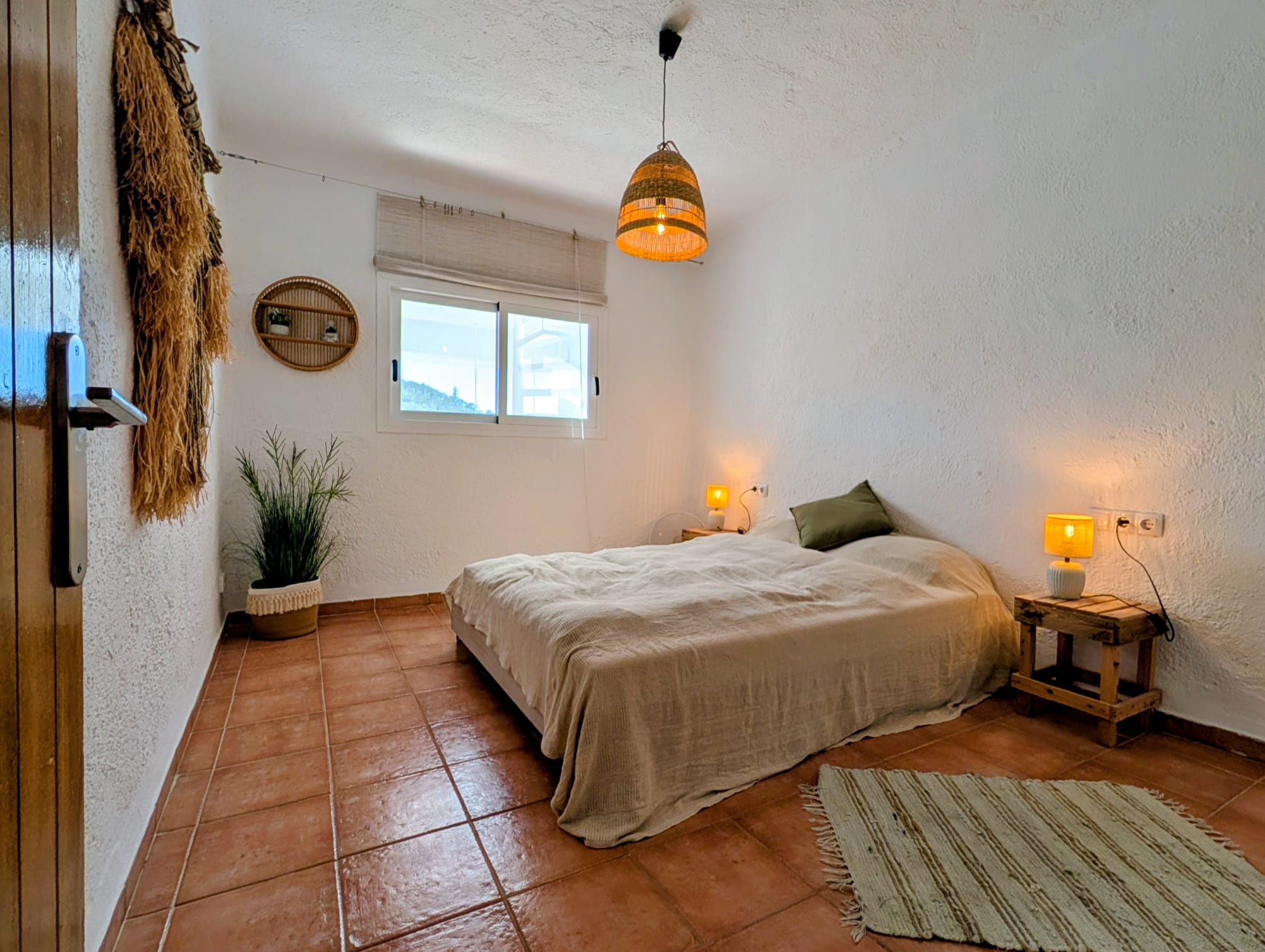 Boho Chic Sea View Apartment with Private Rooftop in Cala Vadella for Summer Rent