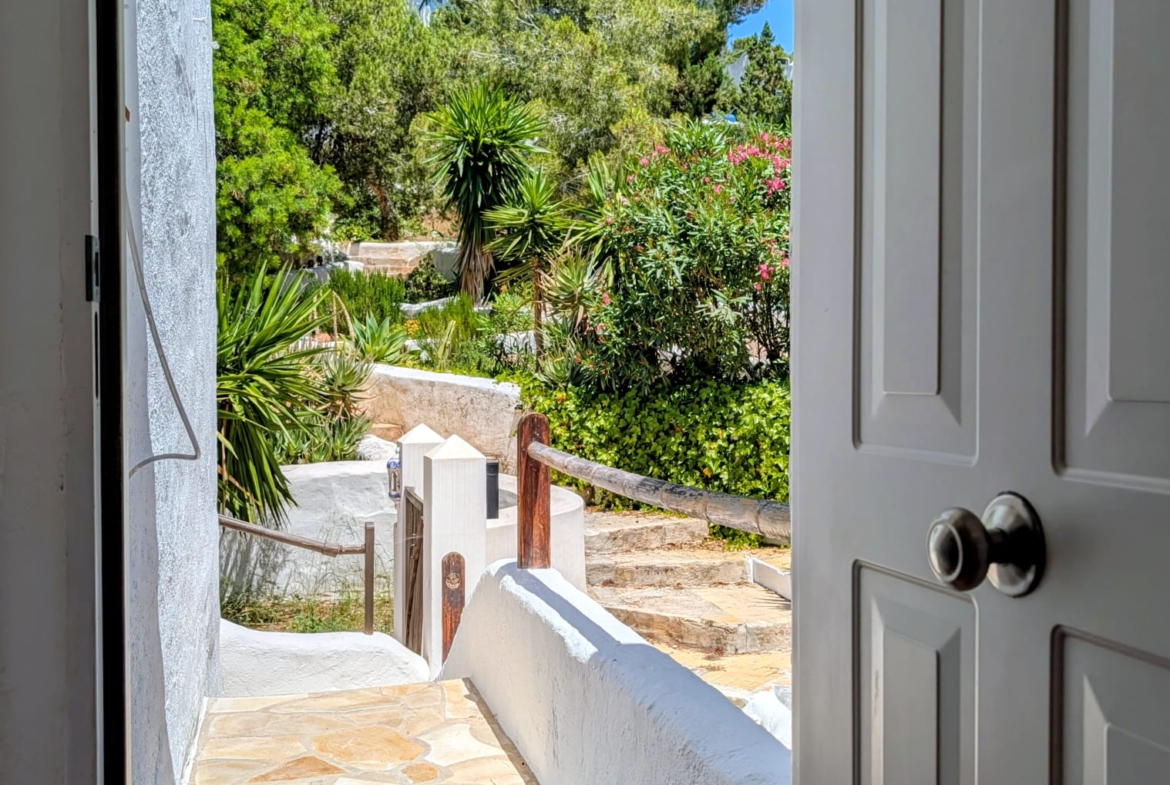 Boho Chic Sea View Apartment with Private Rooftop in Cala Vadella for Summer Rent