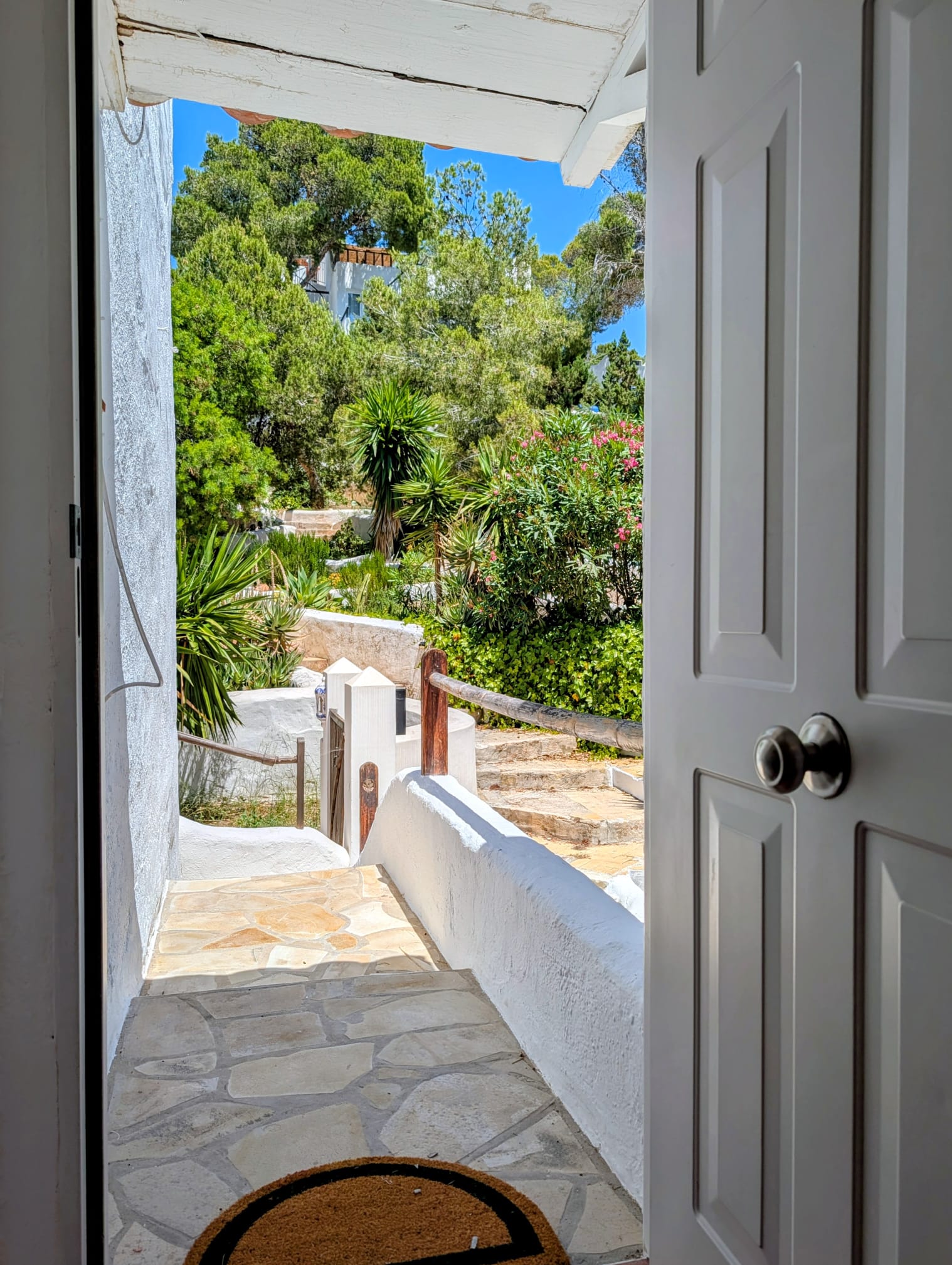 Boho Chic Sea View Apartment with Private Rooftop in Cala Vadella for Summer Rent