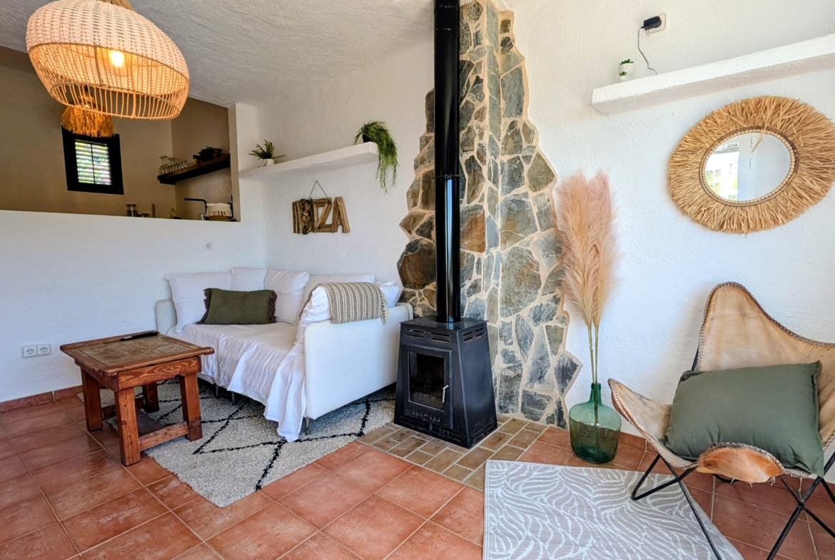 Boho Chic Sea View Apartment with Private Rooftop in Cala Vadella for Summer Rent