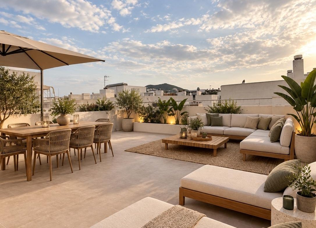 Top-Floor Apartment with 80 m² Private Terrace in Santa Eulalia For Sale